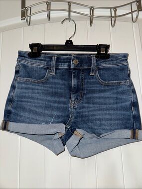 American Eagle Size 0 Next Level Stretch Dark Wash Denim Shorts - Blue